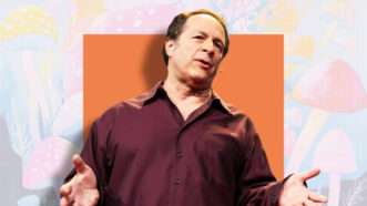 Rick Dublin gives a speech | Illustration: Lex Villena; Bret Hartman / TED