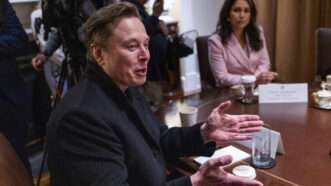 Elon Musk speaks at a Cabinet meeting. | CNP/AdMedia/Sipa/Newscom